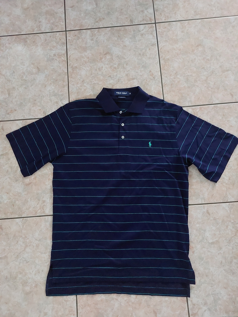 Ralph Lauren Polo Golf Navy Polo with Teal Stripes